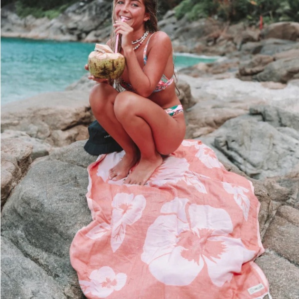 Floral Pink Beach Towel